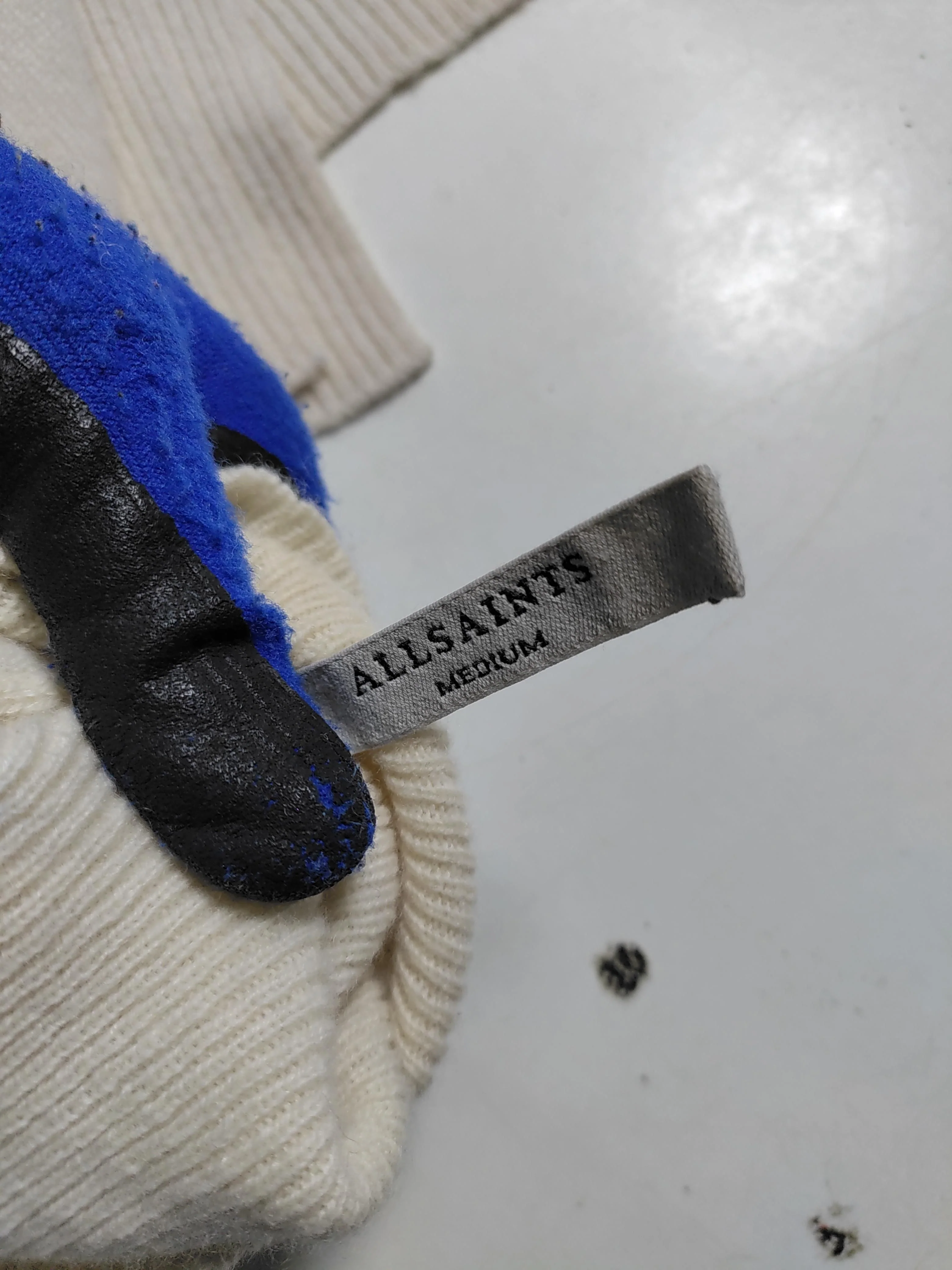 AllSaints Men's Jumper M Cream Cashmere with Wool Roll Neck Pullover - Image 5