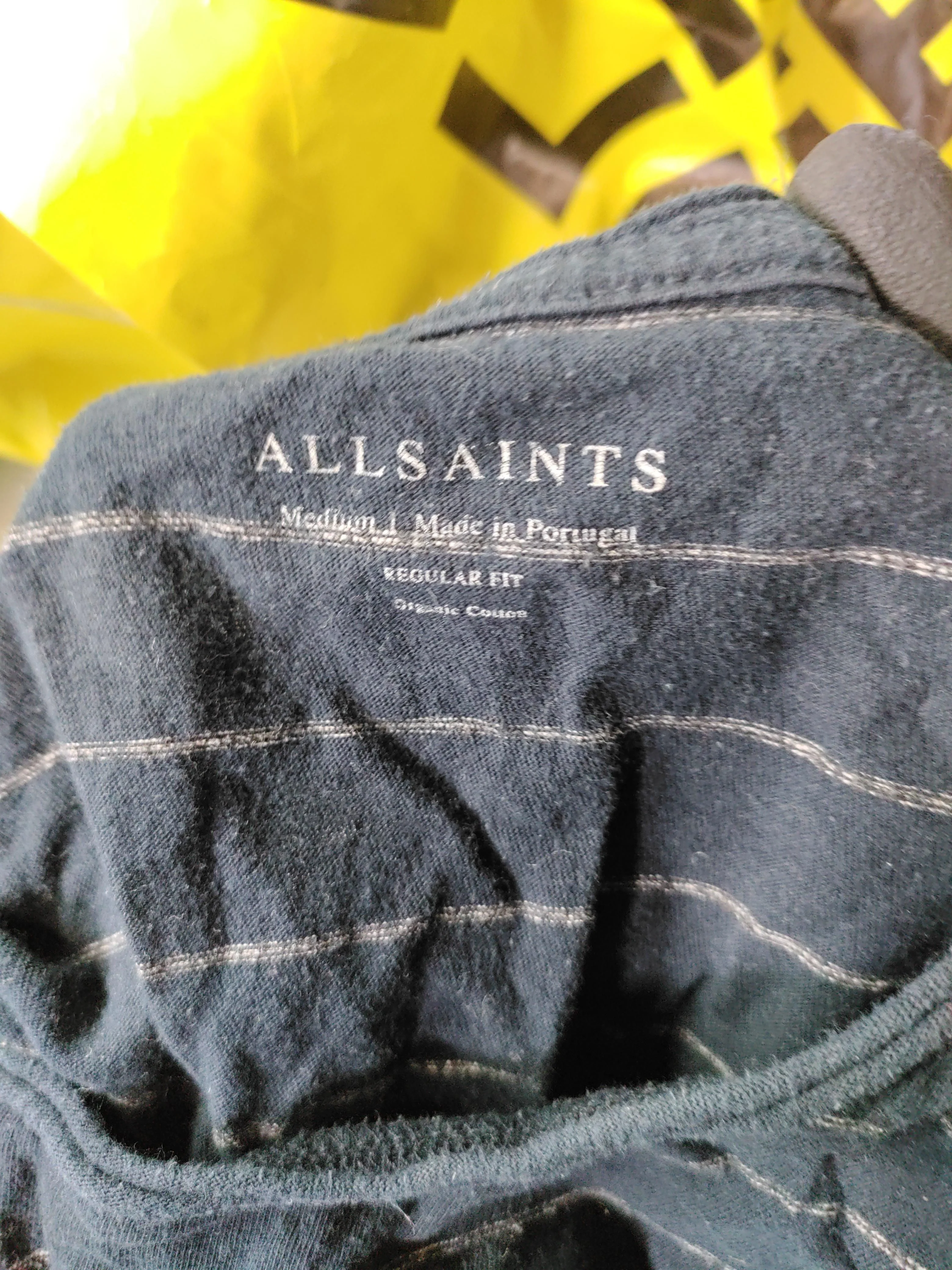 AllSaints Men's T-Shirt M Blue Striped 100% Cotton Basic - Image 5