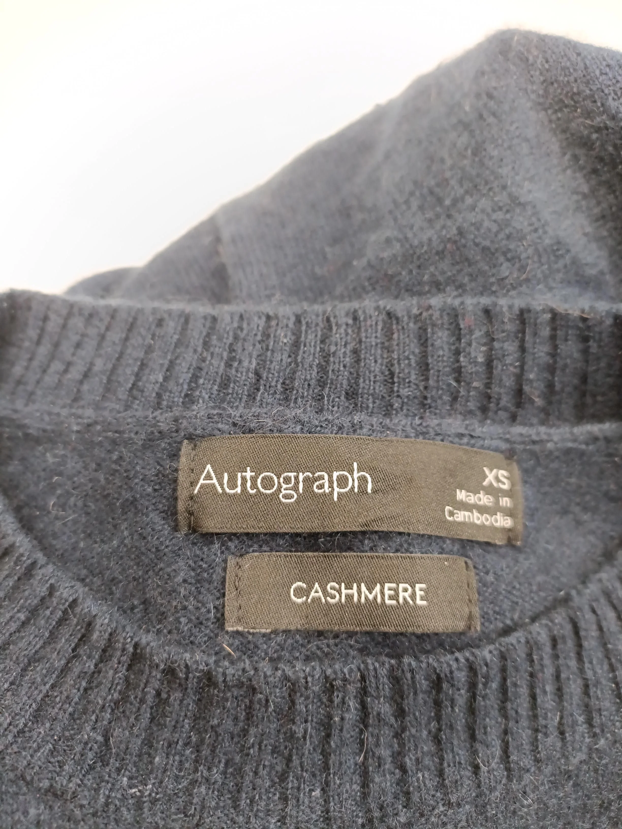 Autograph Men's Jumper XS Blue 100% Cashmere Crew Neck Pullover - Image 6