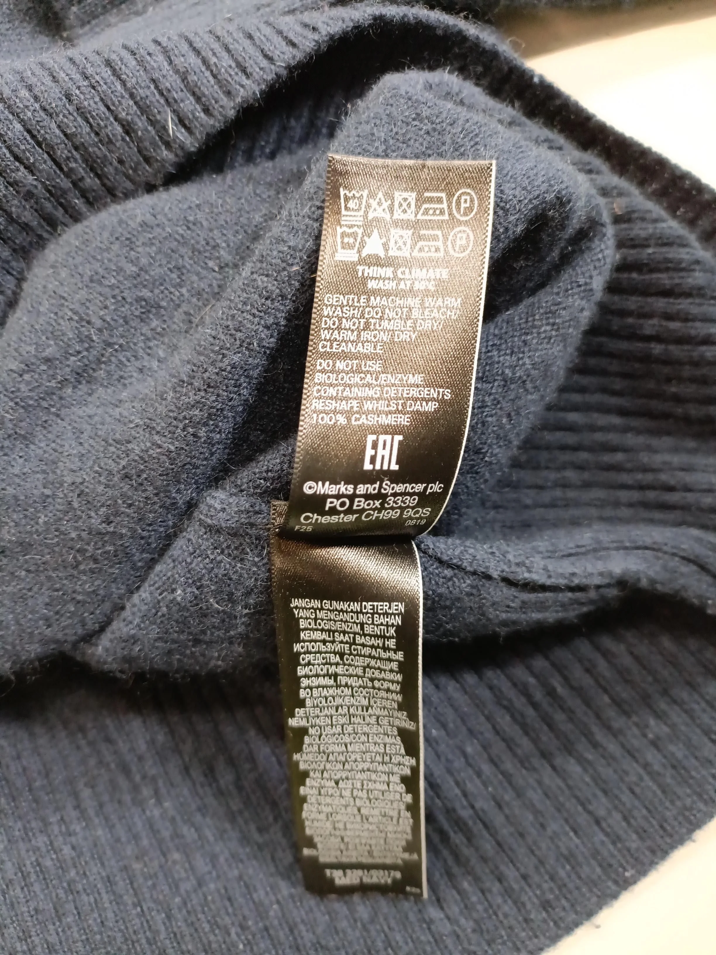 Autograph Men's Jumper XS Blue 100% Cashmere Crew Neck Pullover - Image 7