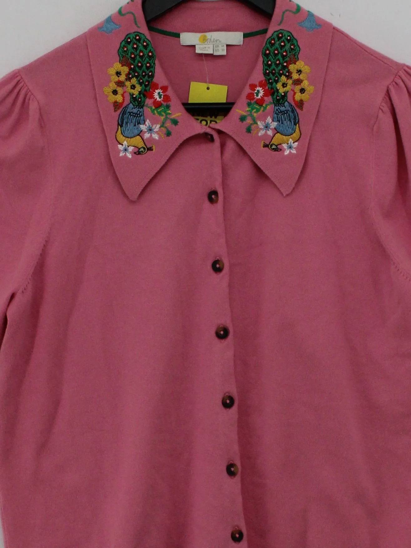 Boden Women's Top UK 14 Pink Cotton with Polyamide, Elastane Basic - Image 3