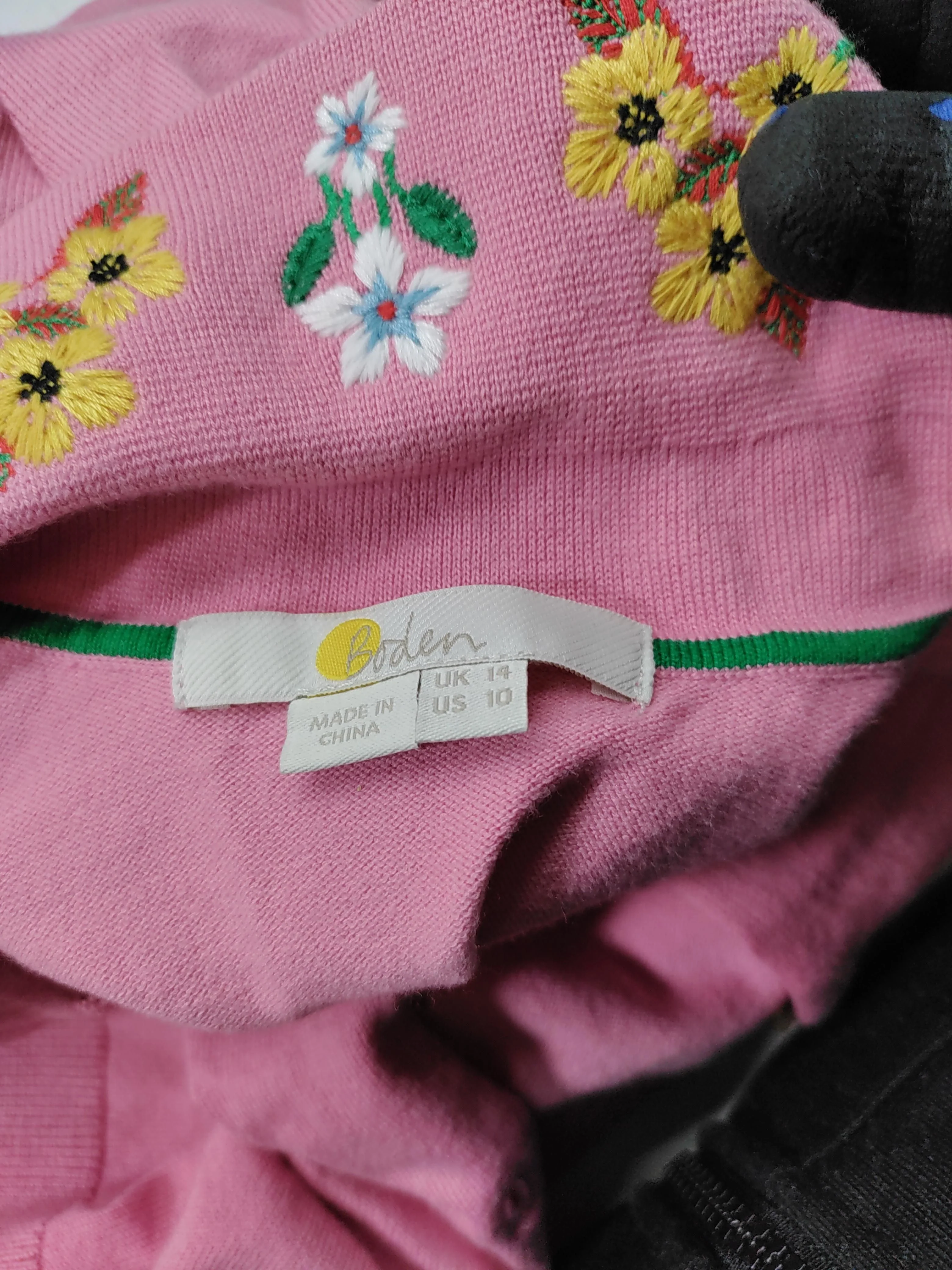 Boden Women's Top UK 14 Pink Cotton with Polyamide, Elastane Basic - Image 5