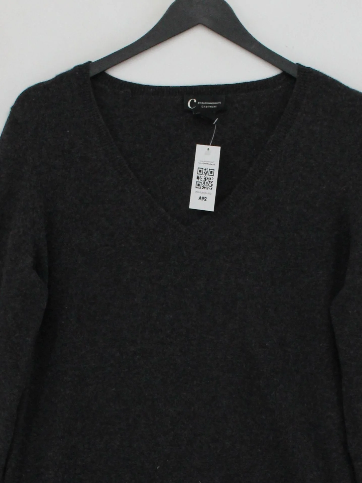 C By Bloomingdale's Women's Jumper L Grey 100% Cashmere V-Neck Pullover - Image 3