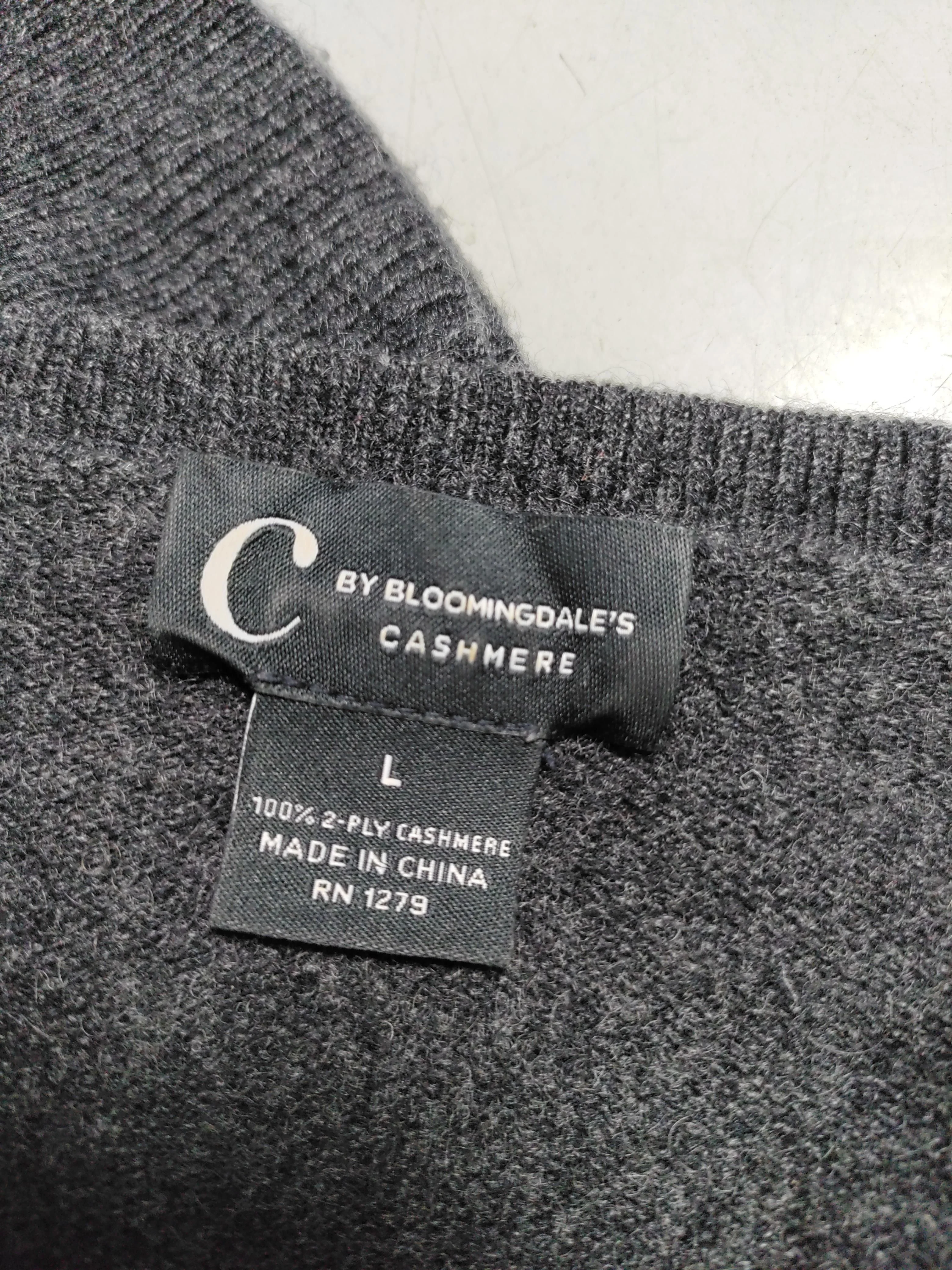 C By Bloomingdale's Women's Jumper L Grey 100% Cashmere V-Neck Pullover - Image 6