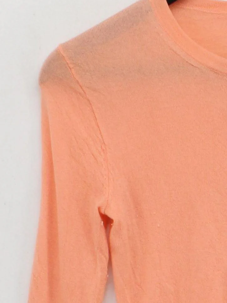 J. Crew Women's Cardigan XXS Orange 100% Cashmere Round Neck Cardigan - Image 4