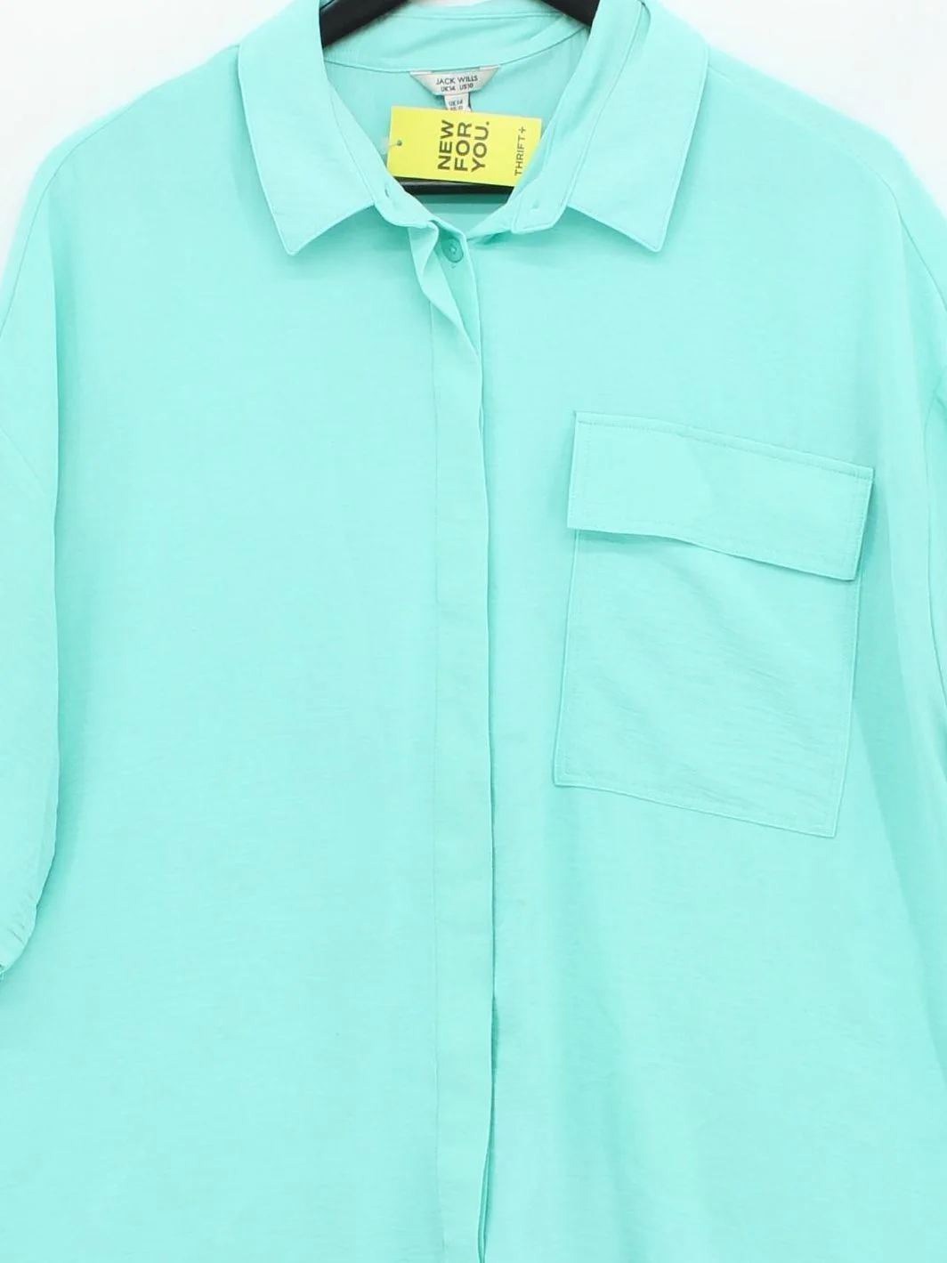 Jack Wills Women's Shirt UK 14 Green 100% Polyester Short Sleeve Collared Basic - Image 3