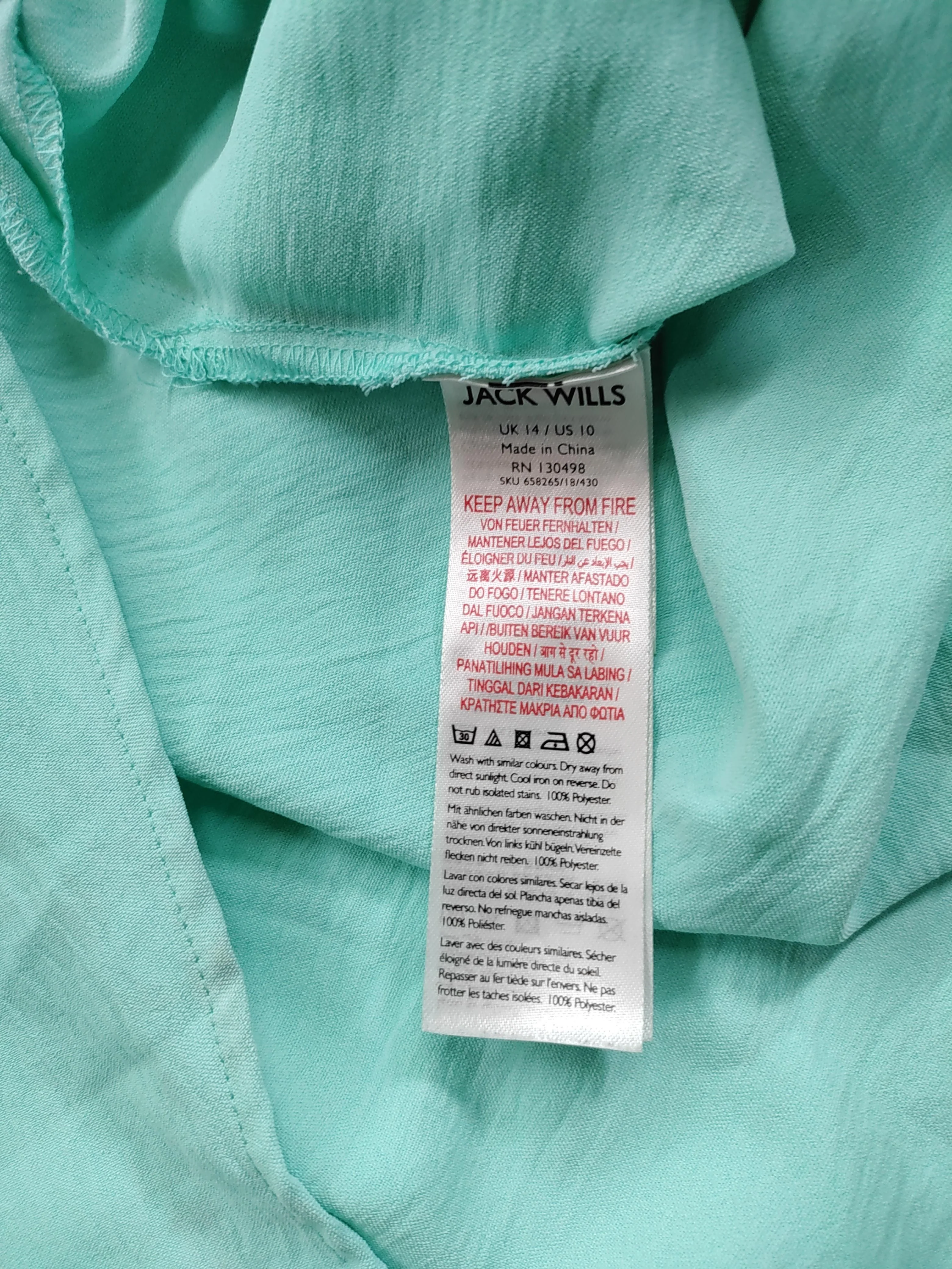 Jack Wills Women's Shirt UK 14 Green 100% Polyester Short Sleeve Collared Basic - Image 7