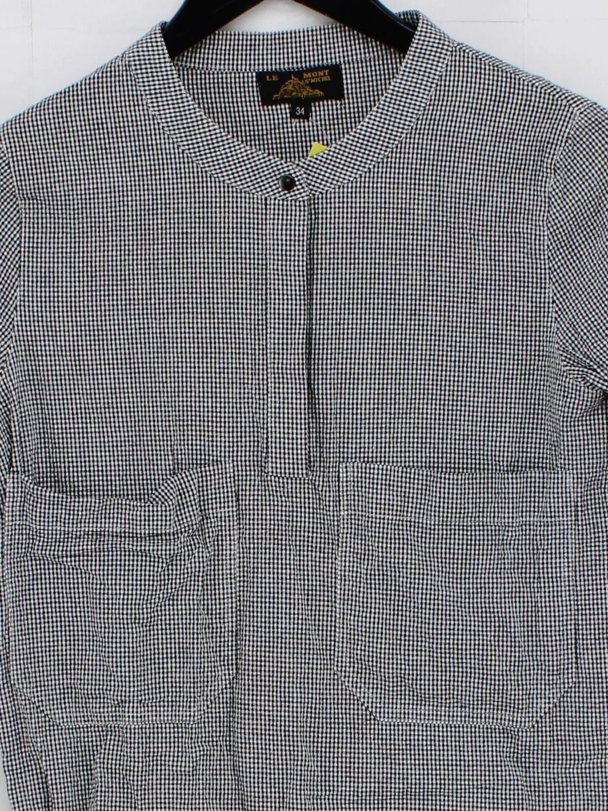 Le Mont ST Michel Men's Shirt S Grey Checkered 100% Cotton Basic - Image 3