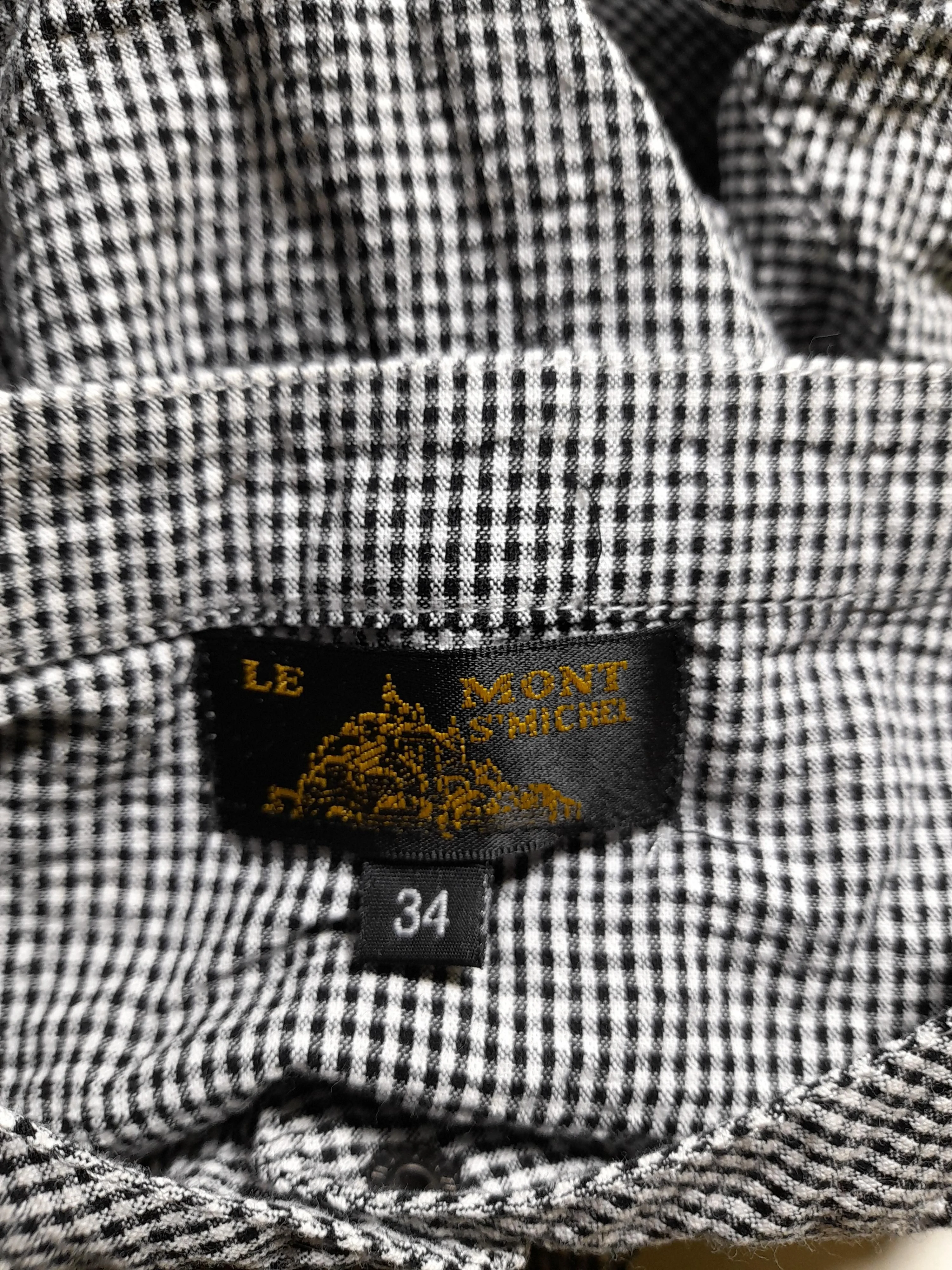 Le Mont ST Michel Men's Shirt S Grey Checkered 100% Cotton Basic - Image 5