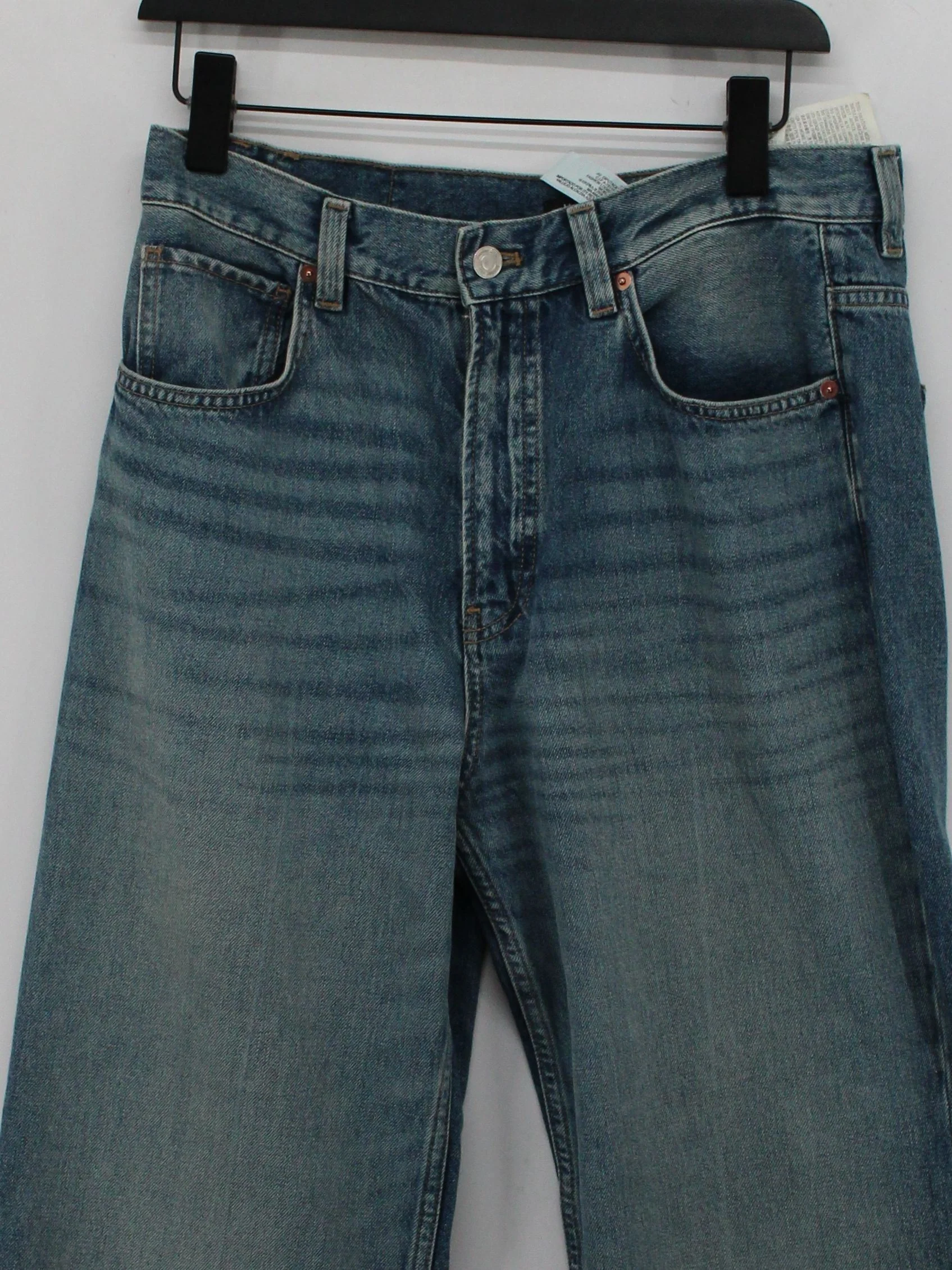 Massimo Dutti Women's Jeans UK 14 Blue 100% Cotton Wide-Leg - Image 3