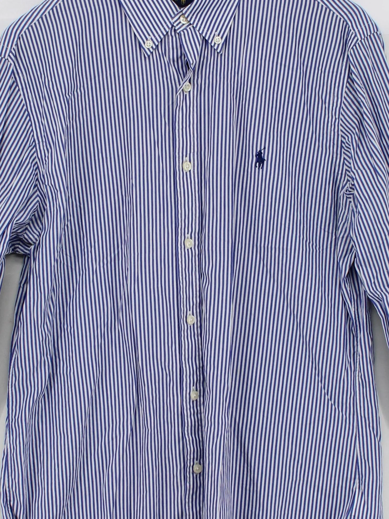Ralph Lauren Men's Shirt L Blue Striped 100% Cotton Basic - Image 3