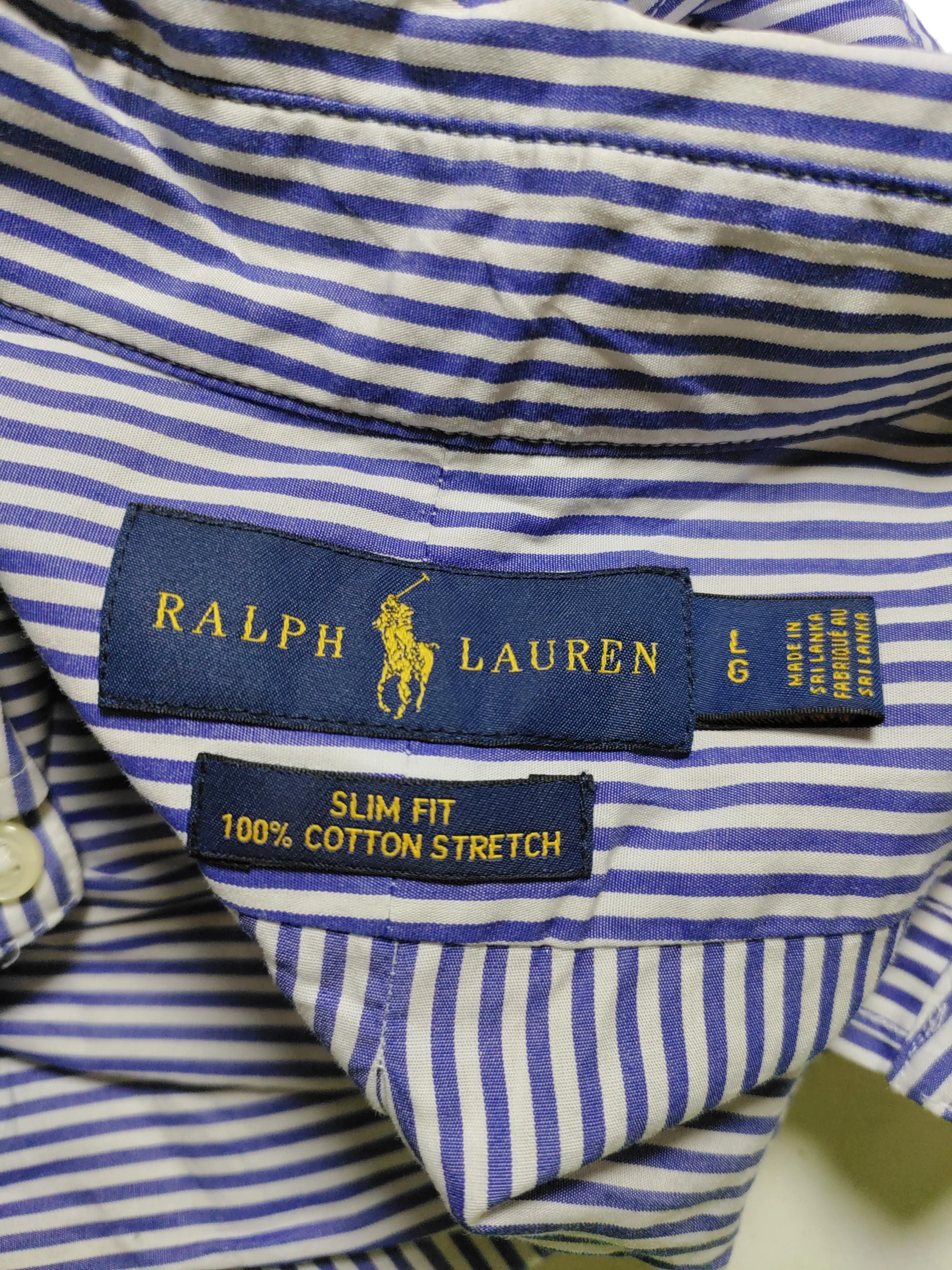 Ralph Lauren Men's Shirt L Blue Striped 100% Cotton Basic - Image 5