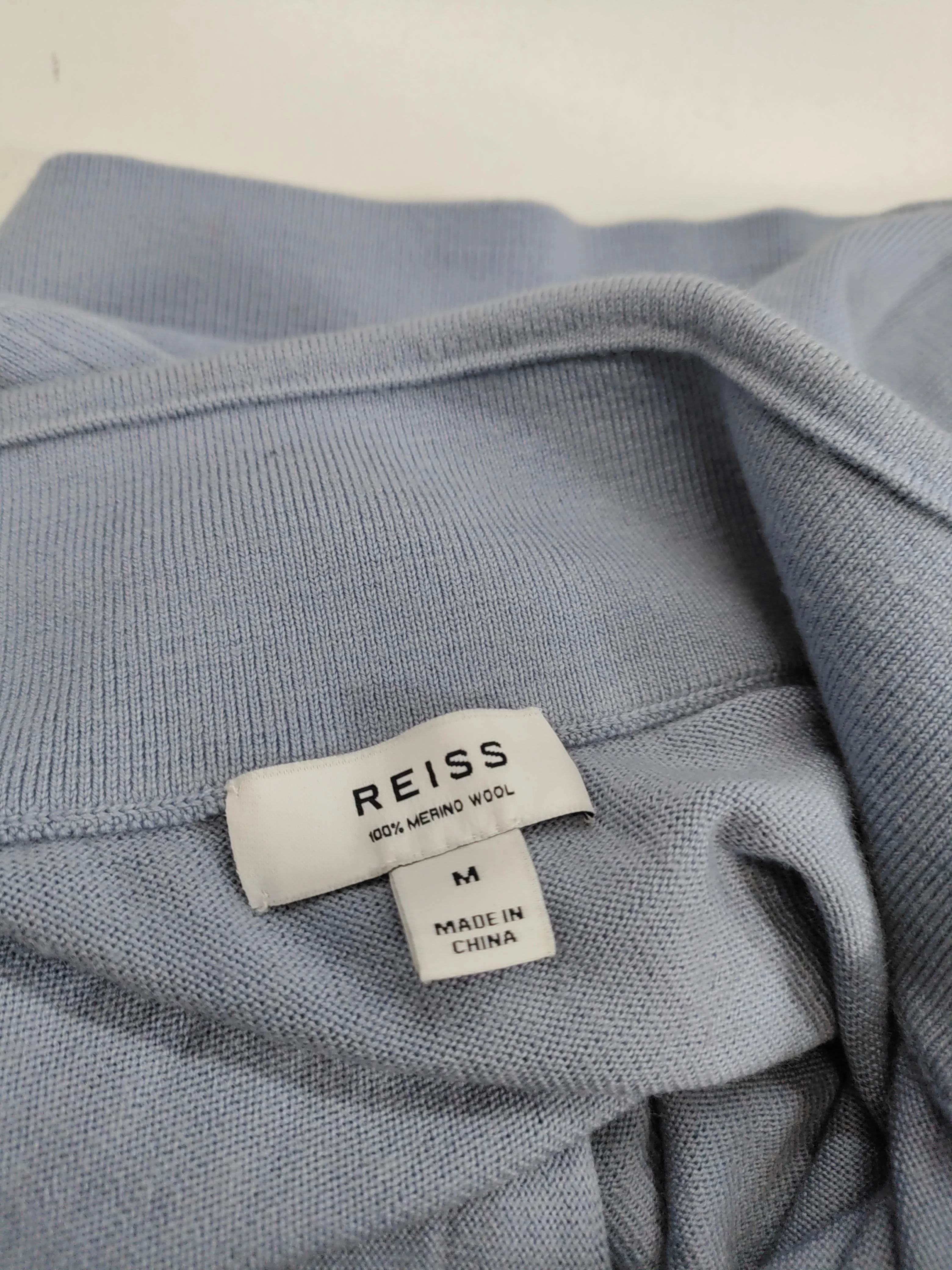 Reiss Men's Jumper M Blue 100% Wool Mock Neck Pullover - Image 7