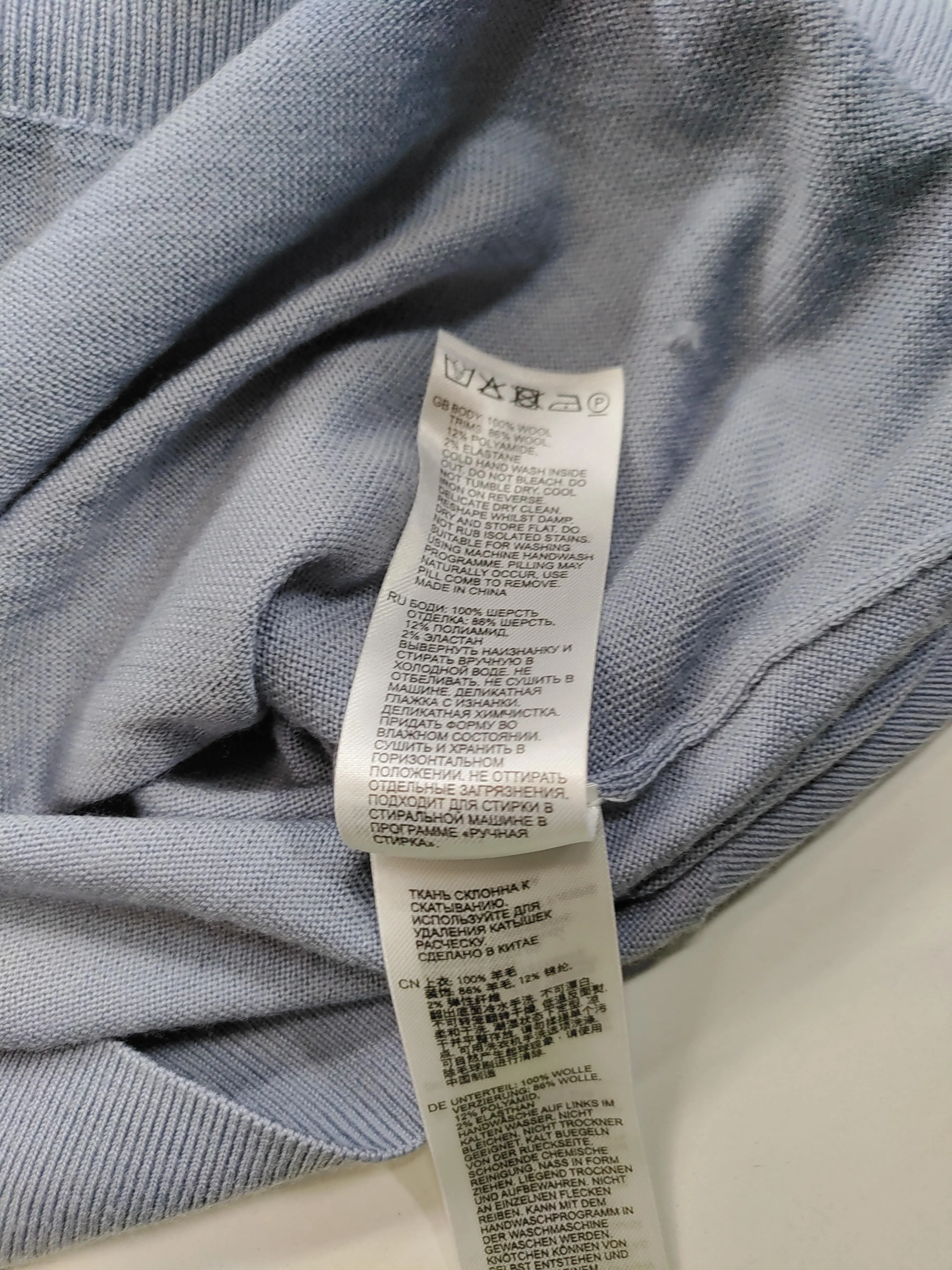 Reiss Men's Jumper M Blue 100% Wool Mock Neck Pullover - Image 8