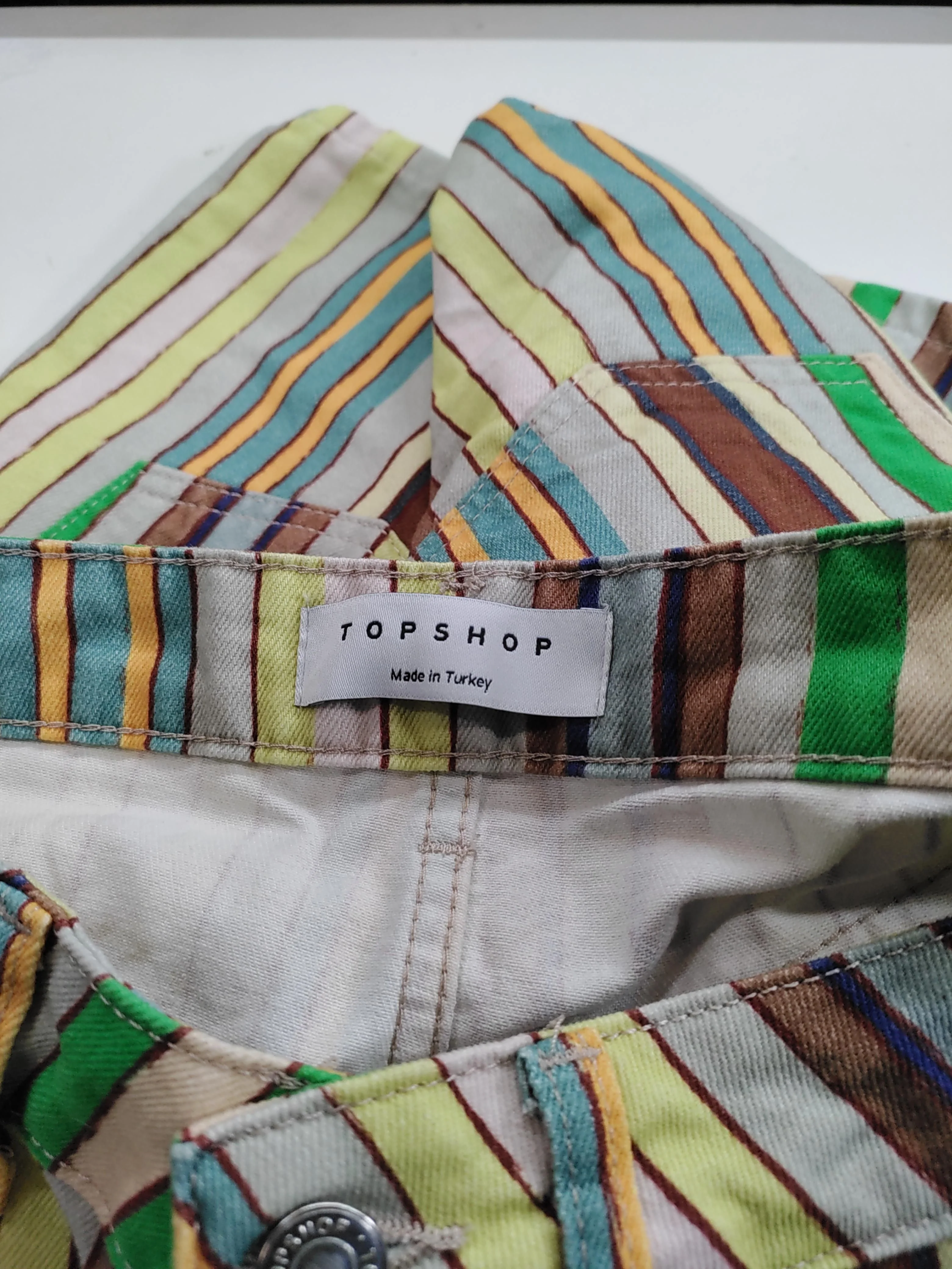 Topshop Women's Shorts UK 10 Multi Striped 100% Cotton Mom - Image 5