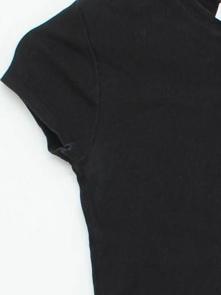 Weekday Women's T-Shirt S Black Cotton with Elastane Basic - Image 4